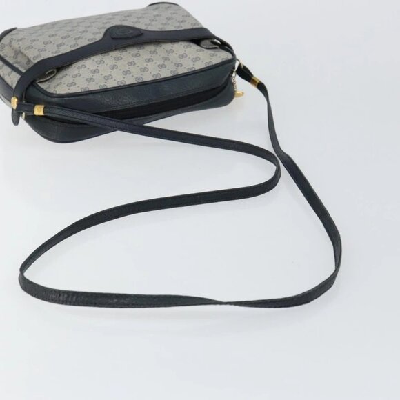 GUCCI Micro GG Canvas Shoulder Bag PVC Leather Navy - Picture 3 of 16